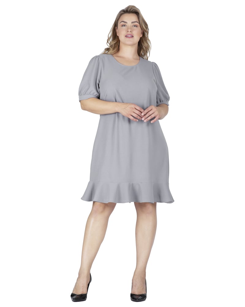 Grey ruffle dress on sale